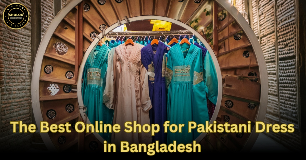 clothes hanging on the mirror in the shop of Pakistani-Dress-in-Bangladesh